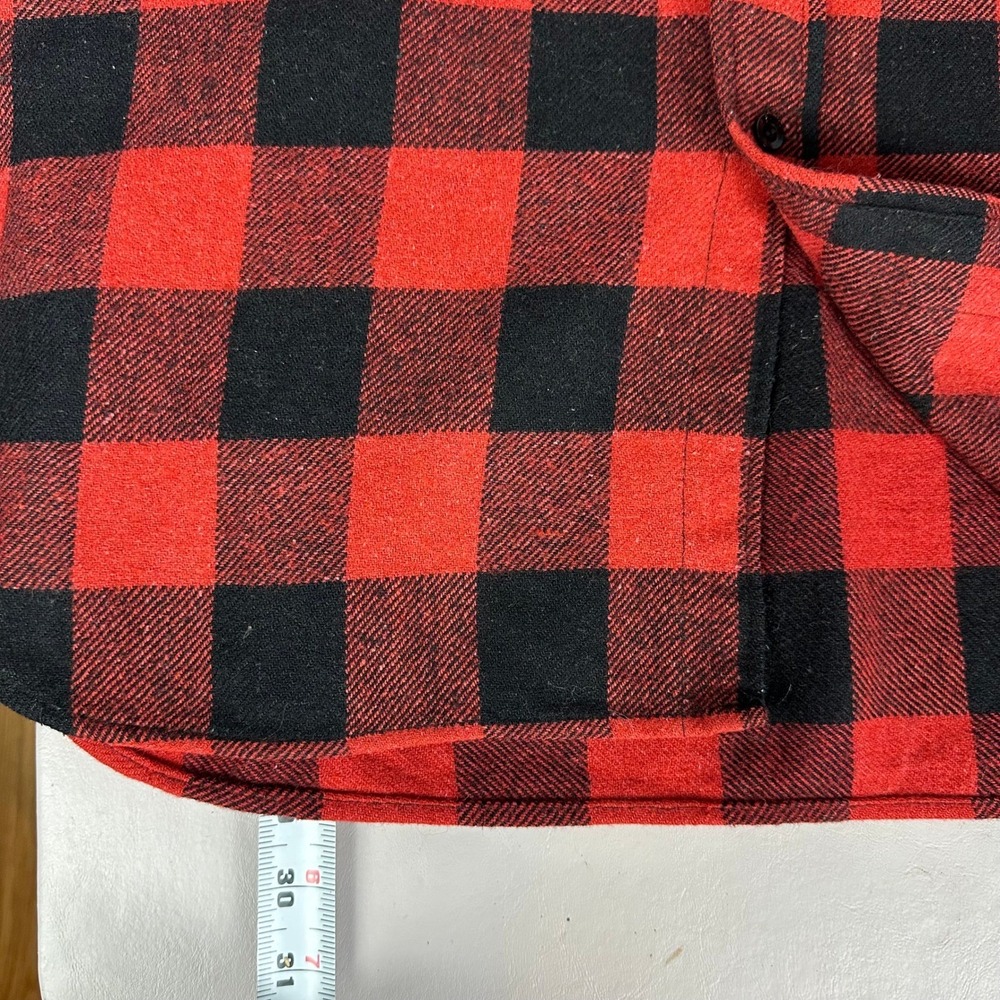 Vtg 70s Sears Kings Road Buffalo Plaid Wool Shirt Jacket CPO Red Black XL - Picture 11 of 11